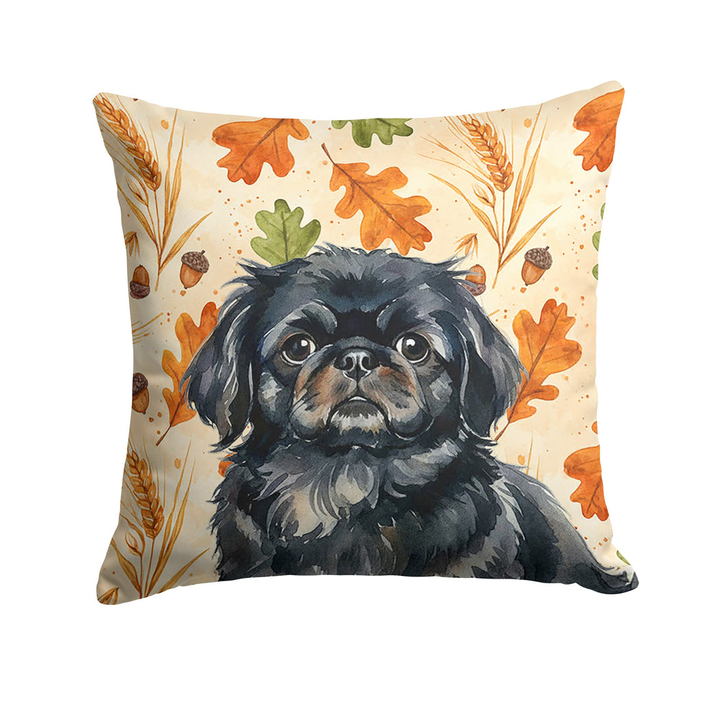 Black Pekingese Heirloom Fall Decorative Throw Pillow 18x18 Indoor Outdoor Accent Cushion, Fabric Cover with Insert for Sofa, Bed, Porch & Living Room