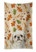Cream Pekingese Heirloom Fall Kitchen Towel Velour Plush Front and Cotton Loop Back Machine Washable