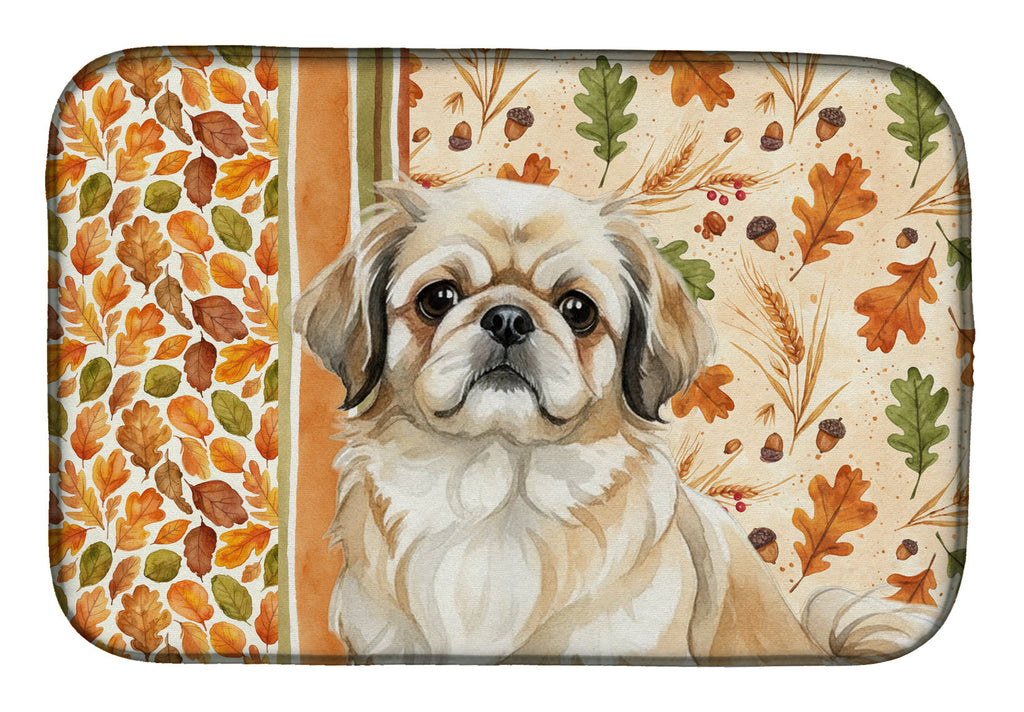 Fawn Pekingese Heirloom Fall Dish Drying Mat Absorbent Dish Drying Mat Pad for Kitchen Counter Dish Drainer Mat for Countertop, 14 x 21", Multicolor