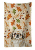 Fawn Pekingese Heirloom Fall Kitchen Towel Velour Plush Front and Cotton Loop Back Machine Washable