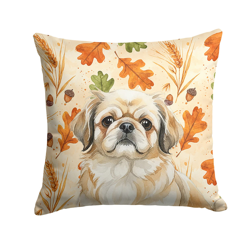Fawn Pekingese Heirloom Fall Decorative Throw Pillow 18x18 Indoor Outdoor Accent Cushion, Fabric Cover with Insert for Sofa, Bed, Porch & Living Room