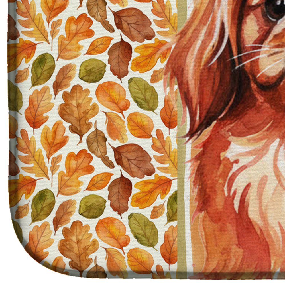 Red Pekingese Heirloom Fall Dish Drying Mat Absorbent Dish Drying Mat Pad for Kitchen Counter Dish Drainer Mat for Countertop, 14 x 21", Multicolor
