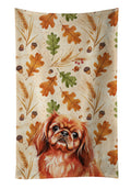 Red Pekingese Heirloom Fall Kitchen Towel Velour Plush Front and Cotton Loop Back Machine Washable