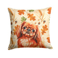 Red Pekingese Heirloom Fall Decorative Throw Pillow 14x14 Indoor Outdoor Accent Cushion, Fabric Cover with Insert for Sofa, Bed, Porch & Living Room