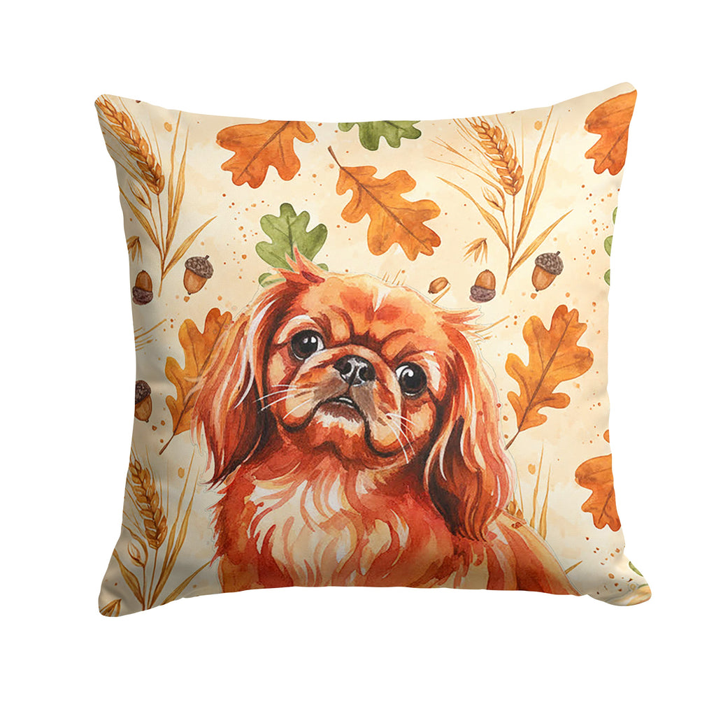Red Pekingese Heirloom Fall Decorative Throw Pillow 18x18 Indoor Outdoor Accent Cushion, Fabric Cover with Insert for Sofa, Bed, Porch & Living Room