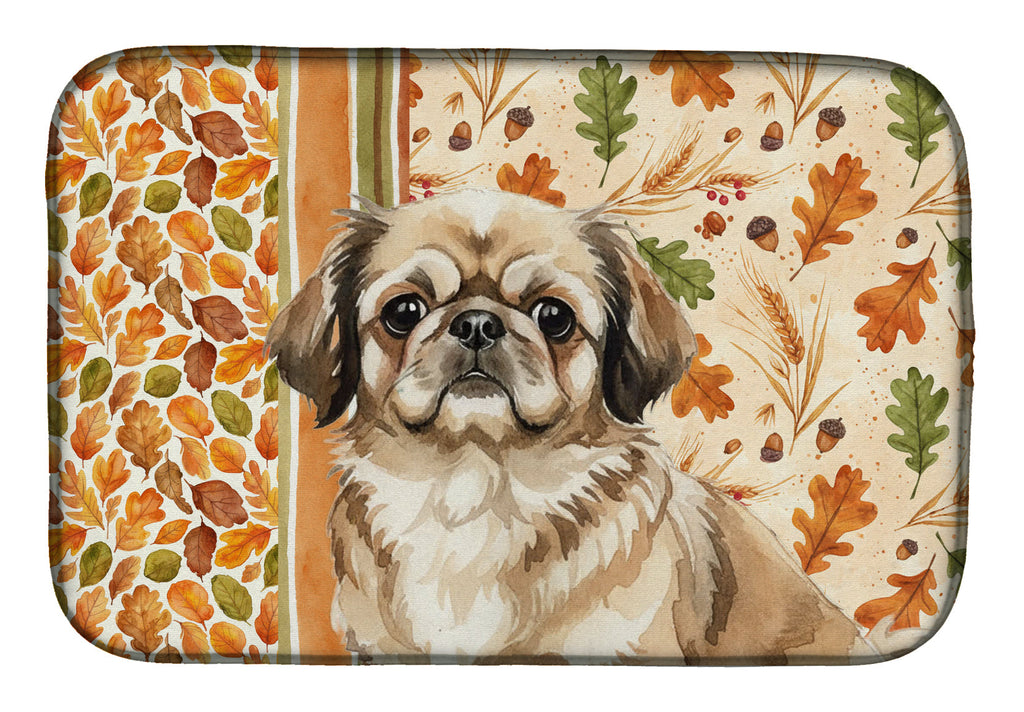 Sable Pekingese Heirloom Fall Dish Drying Mat Absorbent Dish Drying Mat Pad for Kitchen Counter Dish Drainer Mat for Countertop, 14 x 21", Multicolor