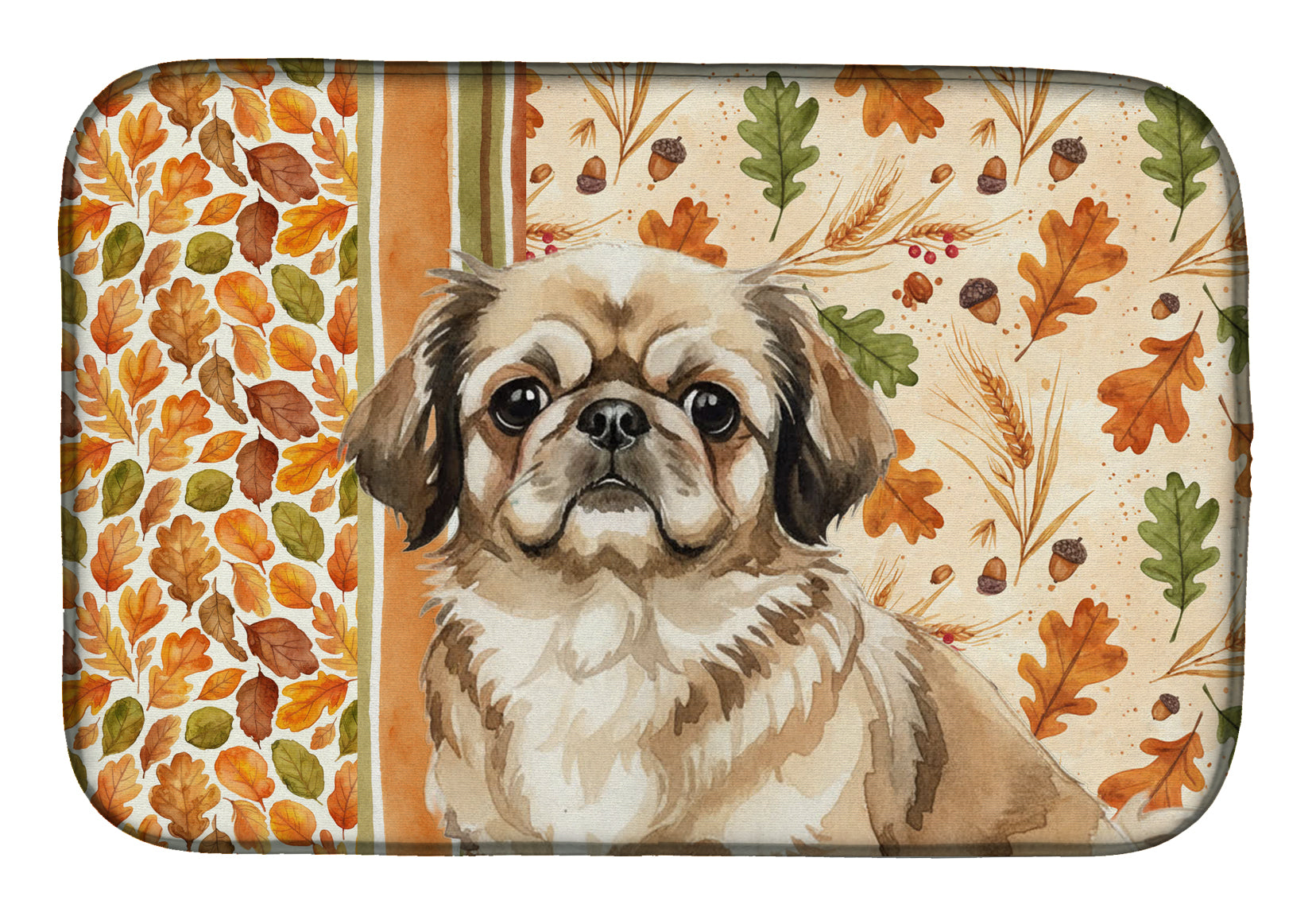 Sable Pekingese Heirloom Fall Dish Drying Mat Absorbent Dish Drying Mat Pad for Kitchen Counter Dish Drainer Mat for Countertop, 14 x 21", Multicolor