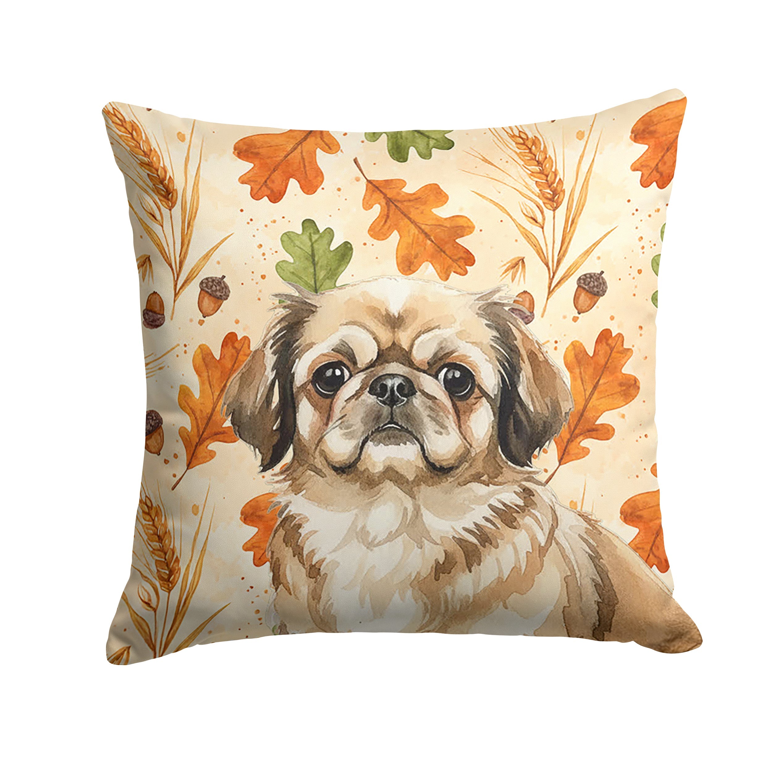 Sable Pekingese Heirloom Fall Decorative Throw Pillow 14x14 Indoor Outdoor Accent Cushion, Fabric Cover with Insert for Sofa, Bed, Porch & Living Room