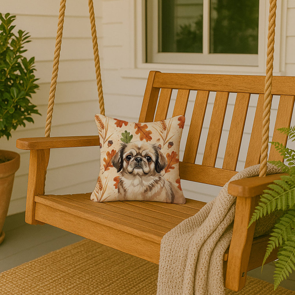 Sable Pekingese Heirloom Fall Decorative Throw Pillow 14x14 Indoor Outdoor Accent Cushion, Fabric Cover with Insert for Sofa, Bed, Porch & Living Room