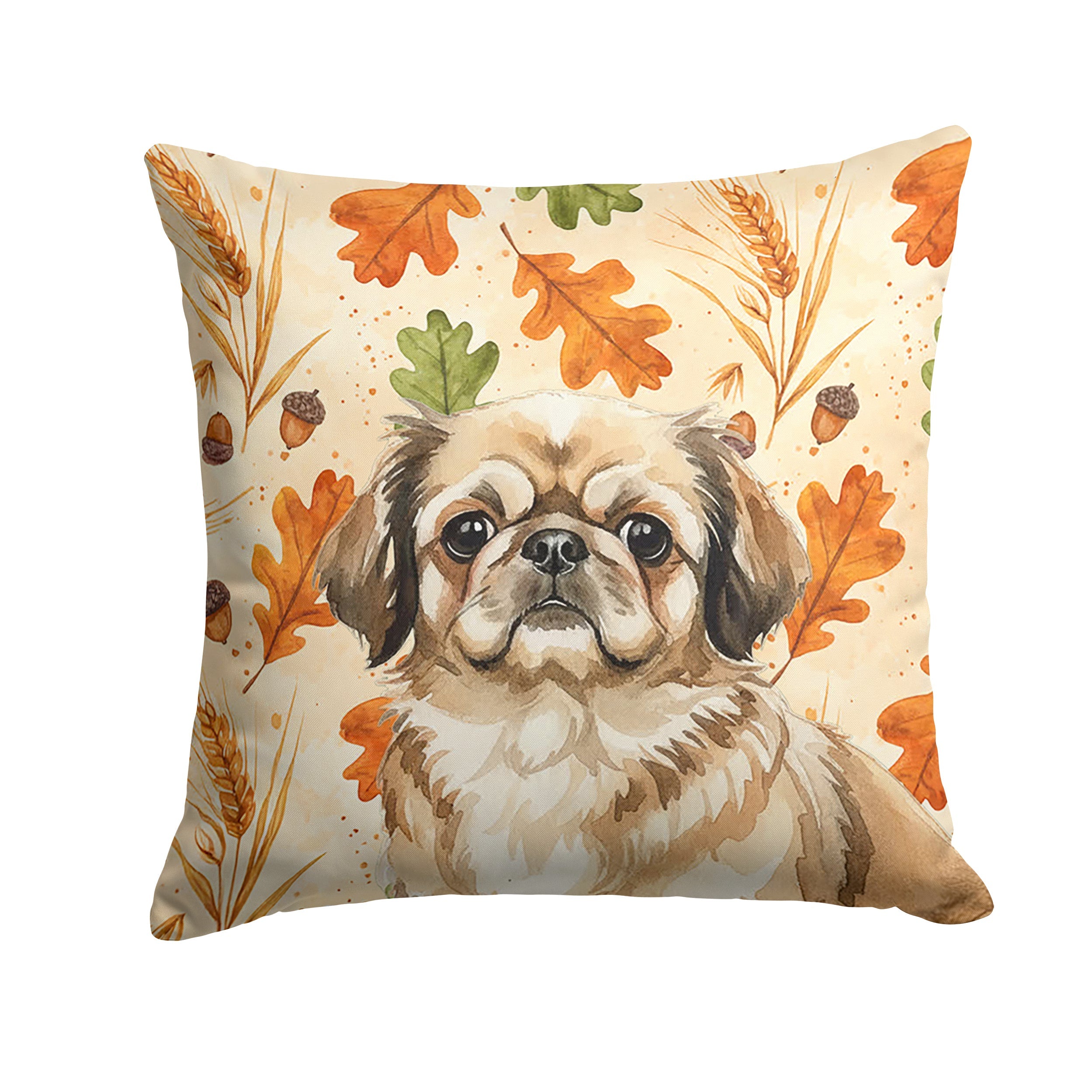 Sable Pekingese Heirloom Fall Decorative Throw Pillow 18x18 Indoor Outdoor Accent Cushion, Fabric Cover with Insert for Sofa, Bed, Porch & Living Room