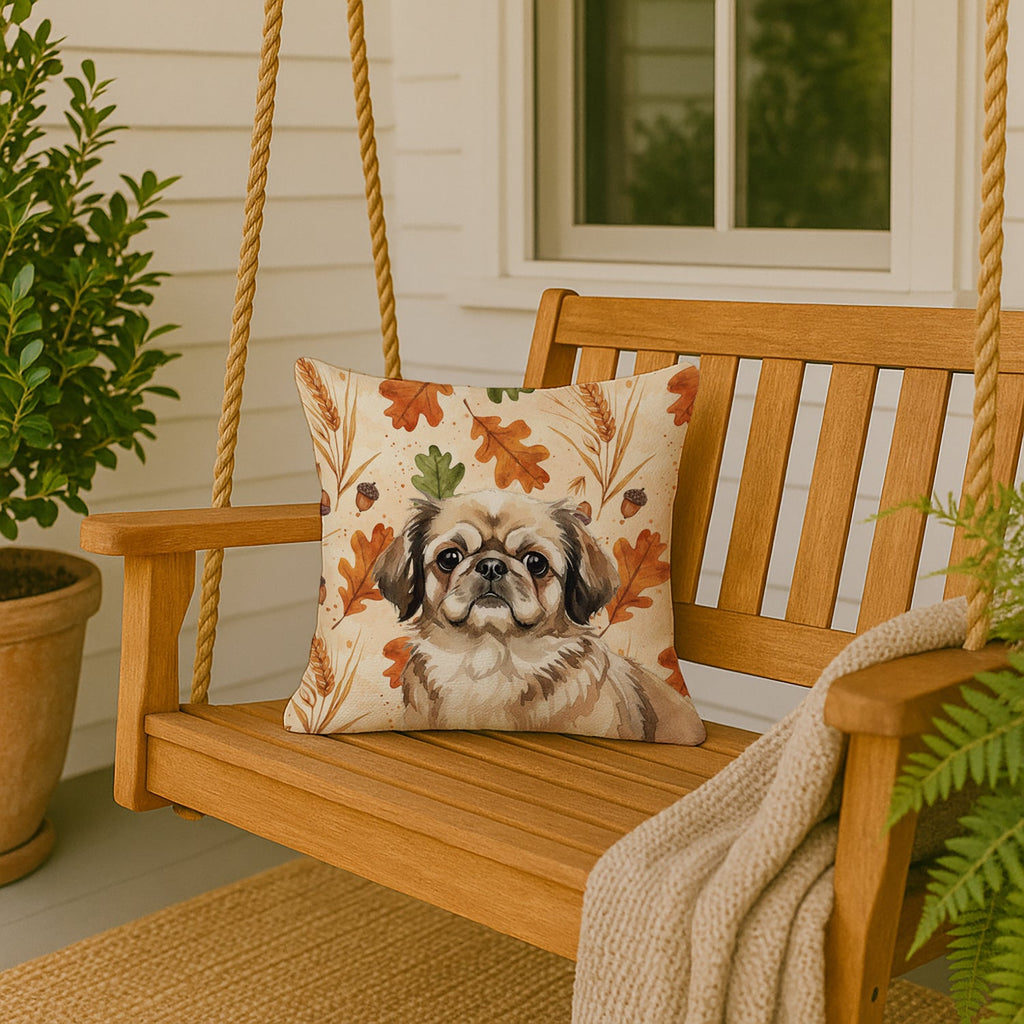 Sable Pekingese Heirloom Fall Decorative Throw Pillow 18x18 Indoor Outdoor Accent Cushion, Fabric Cover with Insert for Sofa, Bed, Porch & Living Room