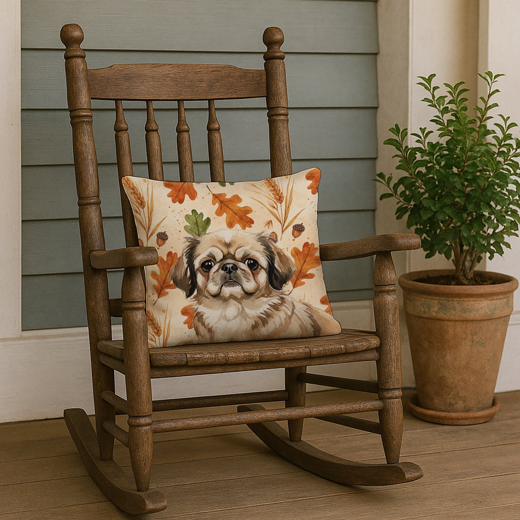 Sable Pekingese Heirloom Fall Decorative Throw Pillow 18x18 Indoor Outdoor Accent Cushion, Fabric Cover with Insert for Sofa, Bed, Porch & Living Room