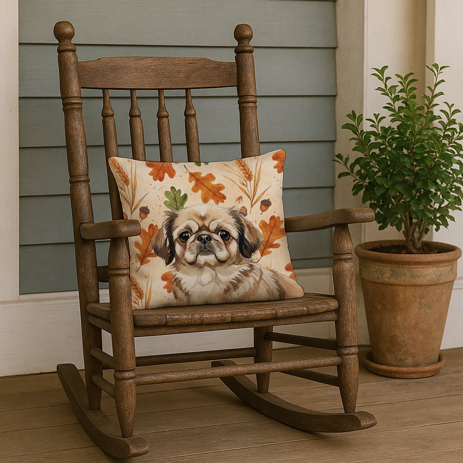 Sable Pekingese Heirloom Fall Decorative Throw Pillow 18x18 Indoor Outdoor Accent Cushion, Fabric Cover with Insert for Sofa, Bed, Porch & Living Room