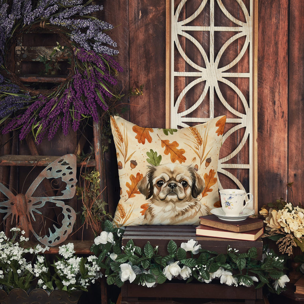 Sable Pekingese Heirloom Fall Decorative Throw Pillow 18x18 Indoor Outdoor Accent Cushion, Fabric Cover with Insert for Sofa, Bed, Porch & Living Room