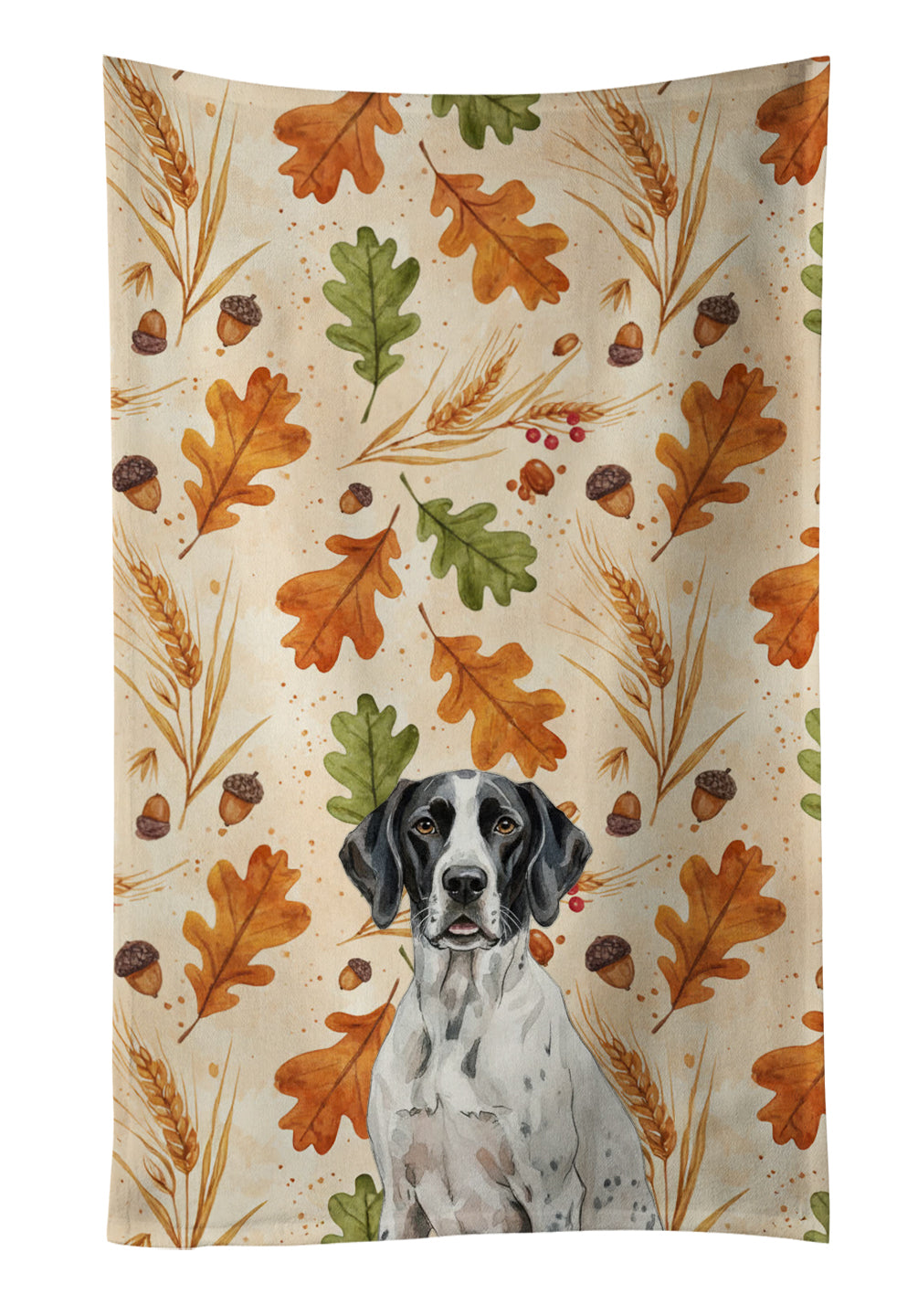 Black and White Pointer Heirloom Fall Kitchen Towel Velour Plush Front and Cotton Loop Back Machine Washable