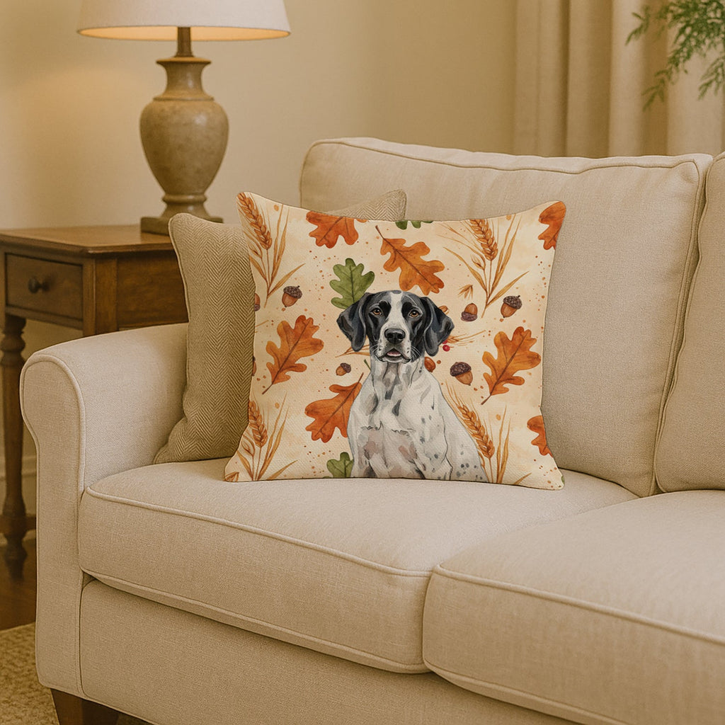 Black and White Pointer Heirloom Fall Decorative Throw Pillow 14x14 Indoor Outdoor Accent Cushion, Fabric Cover with Insert for Sofa, Bed, Porch & Living Room