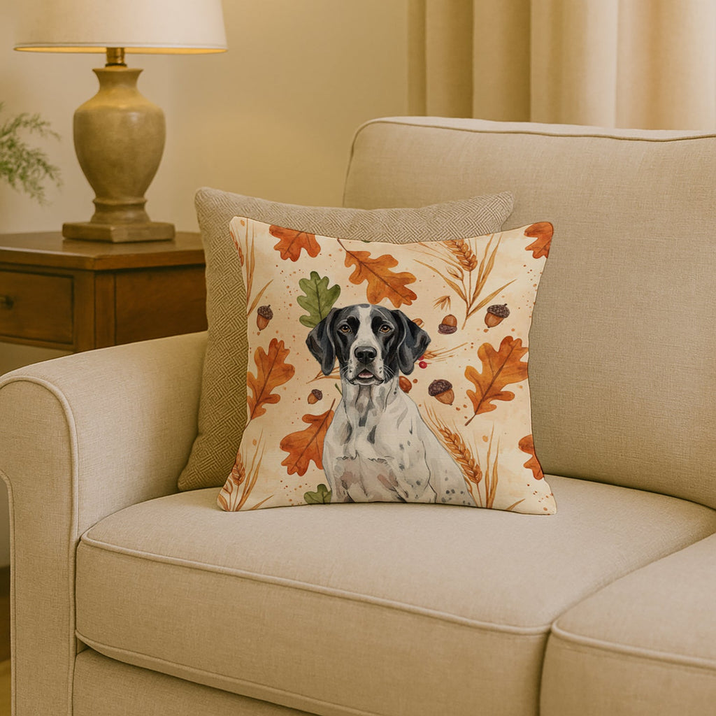 Black and White Pointer Heirloom Fall Decorative Throw Pillow 18x18 Indoor Outdoor Accent Cushion, Fabric Cover with Insert for Sofa, Bed, Porch & Living Room