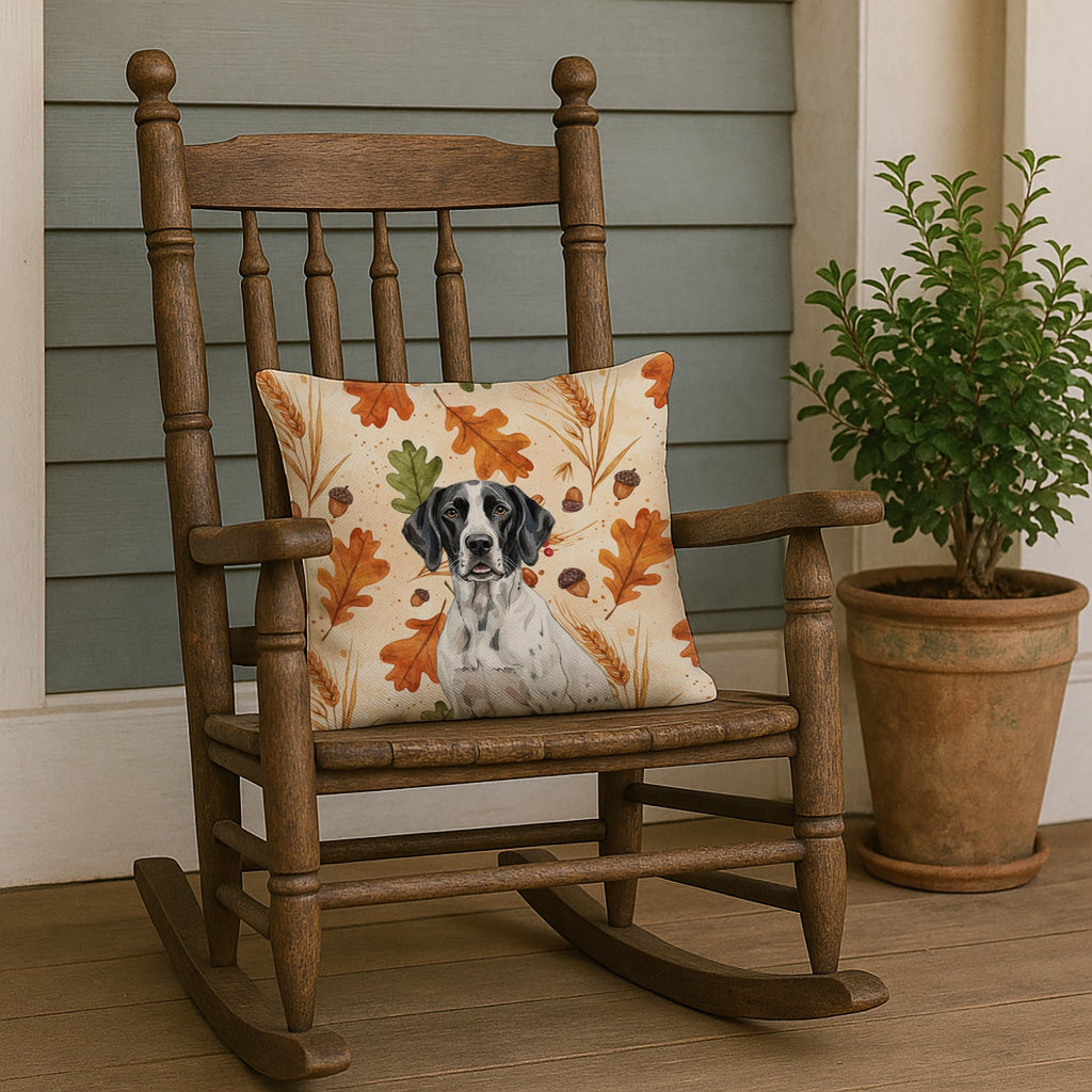 Black and White Pointer Heirloom Fall Decorative Throw Pillow 18x18 Indoor Outdoor Accent Cushion, Fabric Cover with Insert for Sofa, Bed, Porch & Living Room