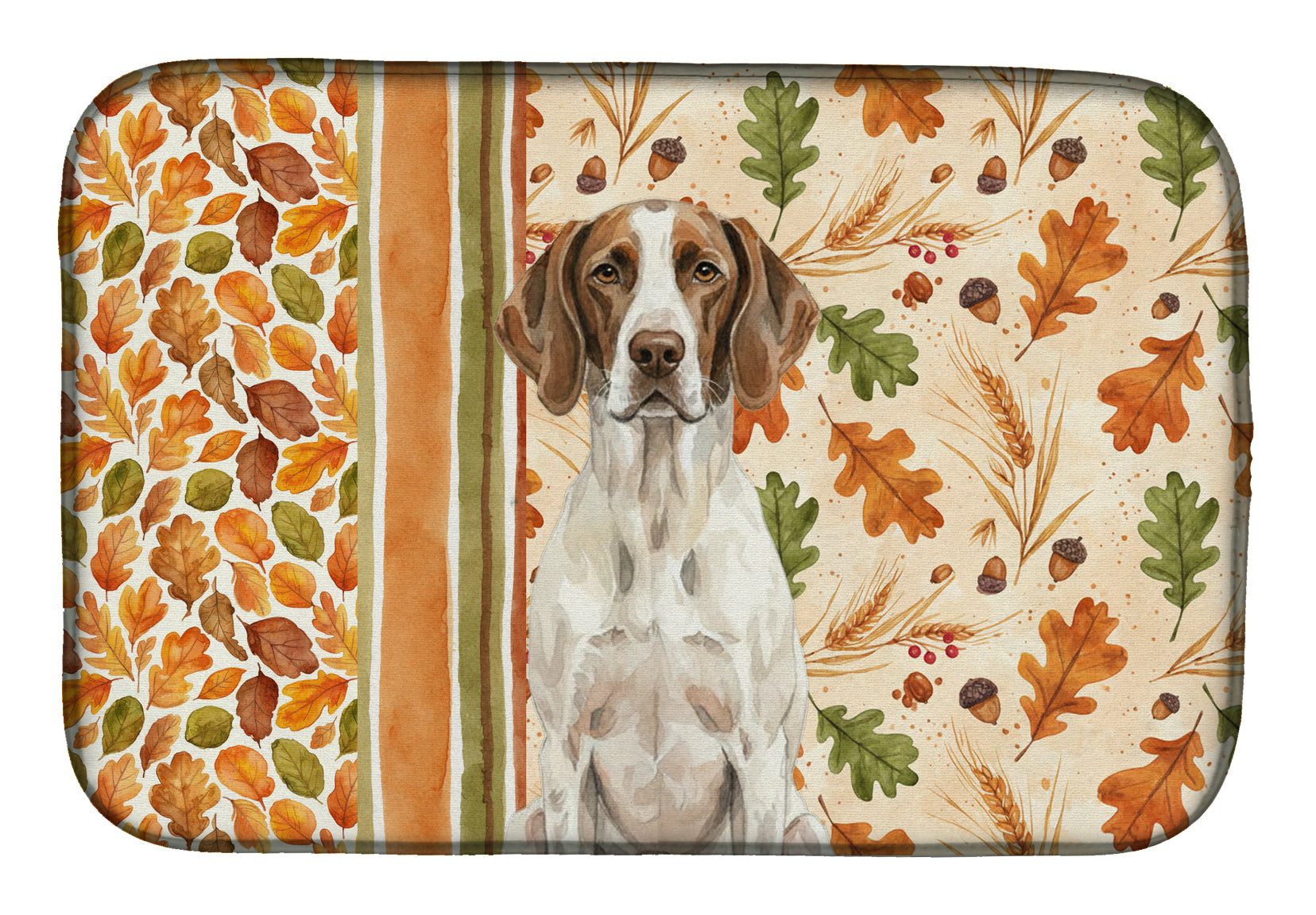 Liver and White Pointer Heirloom Fall Dish Drying Mat Absorbent Dish Drying Mat Pad for Kitchen Counter Dish Drainer Mat for Countertop, 14 x 21", Multicolor