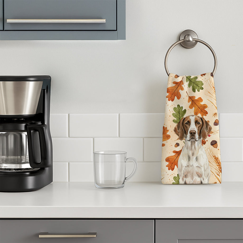 Liver and White Pointer Heirloom Fall Kitchen Towel Velour Plush Front and Cotton Loop Back Machine Washable