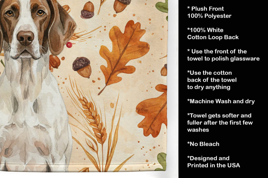 Liver and White Pointer Heirloom Fall Kitchen Towel Velour Plush Front and Cotton Loop Back Machine Washable