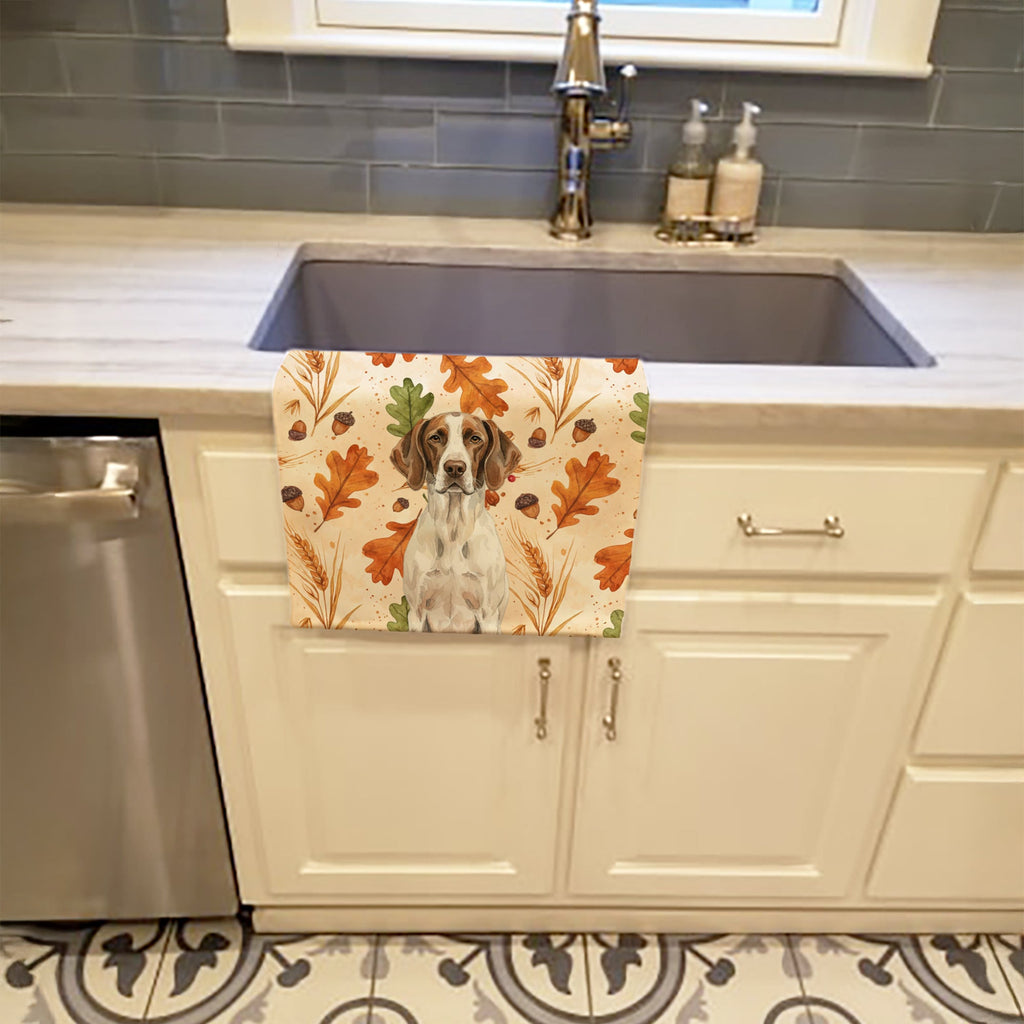 Liver and White Pointer Heirloom Fall Kitchen Towel Velour Plush Front and Cotton Loop Back Machine Washable