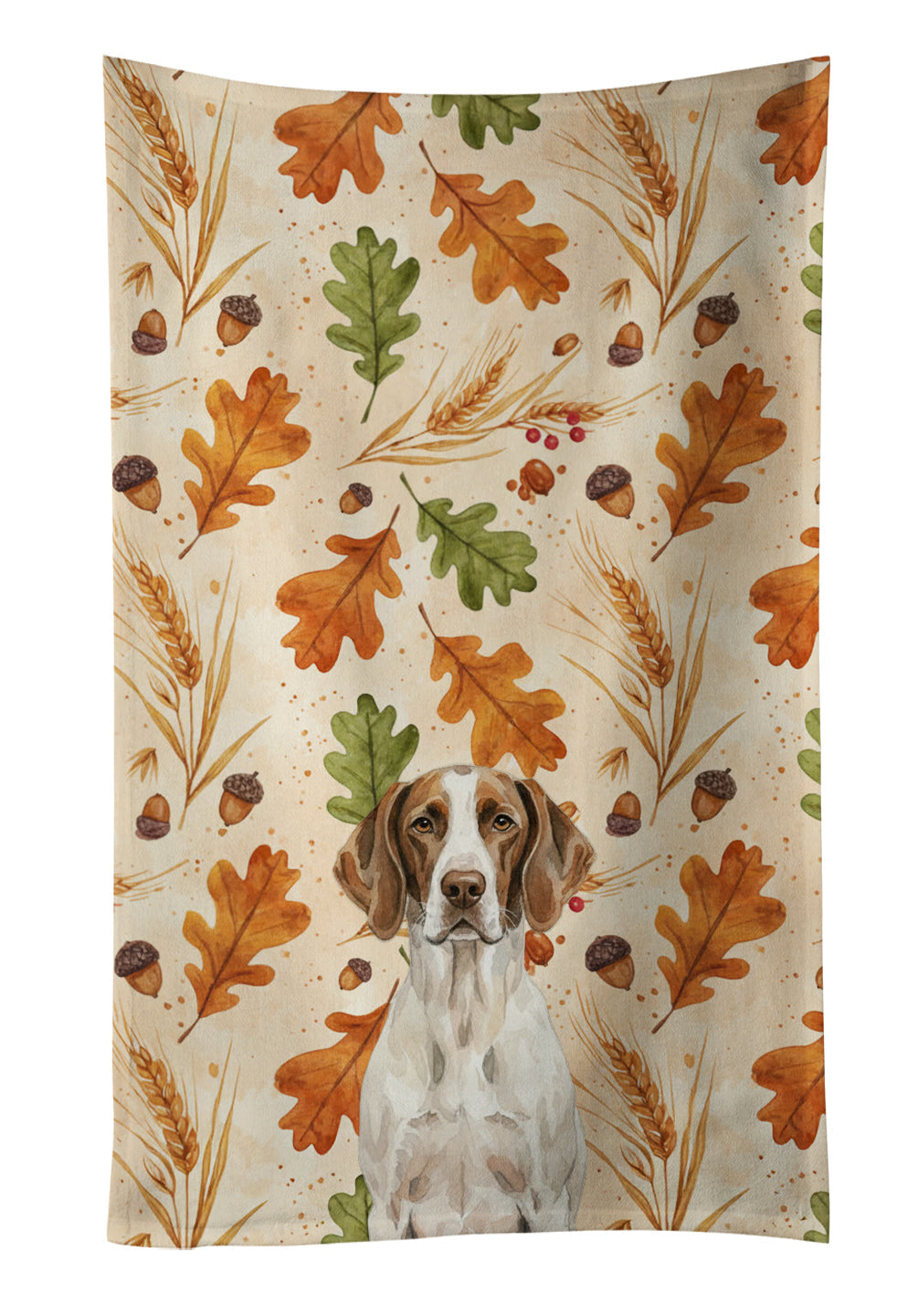 Liver and White Pointer Heirloom Fall Kitchen Towel Velour Plush Front and Cotton Loop Back Machine Washable