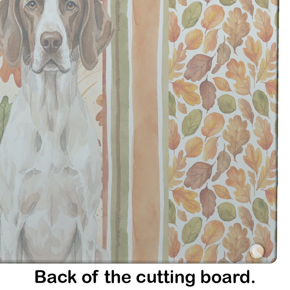 Liver and White Pointer Heirloom Fall Cutting Board Tempered Glass Kitchen Cutting Surface, Heat Resistant Chopping, Non-Slip Feet, Food Prep & Serving