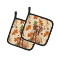 Liver Pointer Heirloom Fall Pot Holder Set of 2 Heat Resistant Quilted Hot Pads 7.5 x 7.5 Inch, Insulated Kitchen Trivets for Cooking & Baking