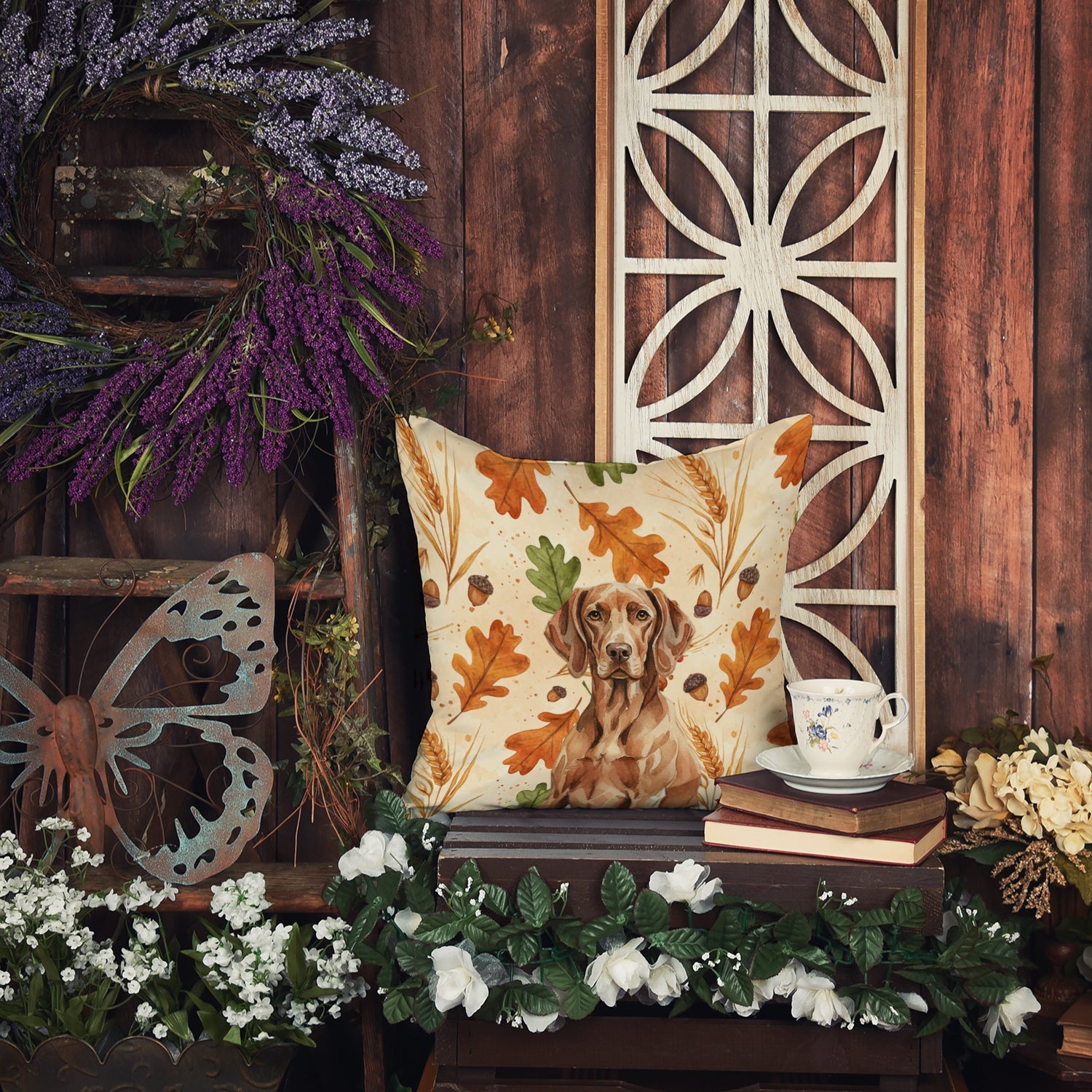 Liver Pointer Heirloom Fall Decorative Throw Pillow 18x18 Indoor Outdoor Accent Cushion, Fabric Cover with Insert for Sofa, Bed, Porch & Living Room