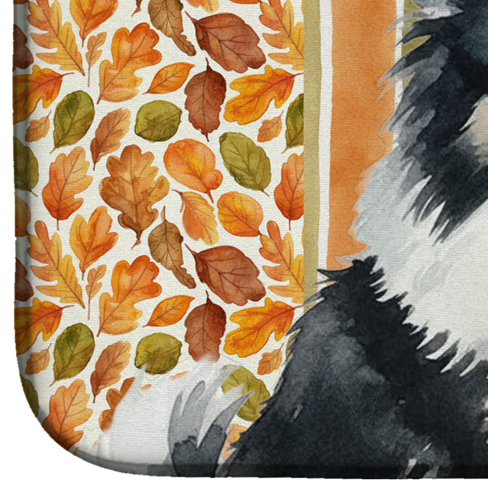 Black and White Pomeranian Heirloom Fall Dish Drying Mat Absorbent Dish Drying Mat Pad for Kitchen Counter Dish Drainer Mat for Countertop, 14 x 21", Multicolor