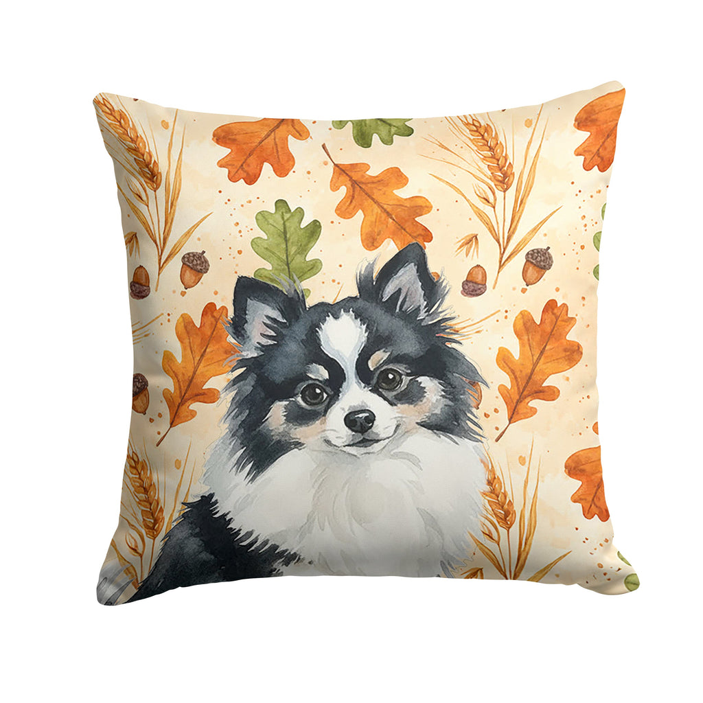 Black and White Pomeranian Heirloom Fall Decorative Throw Pillow 18x18 Indoor Outdoor Accent Cushion, Fabric Cover with Insert for Sofa, Bed, Porch & Living Room