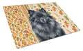 Black Pomeranian Heirloom Fall Cutting Board Tempered Glass Kitchen Cutting Surface, Heat Resistant Chopping, Non-Slip Feet, Food Prep & Serving