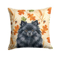 Black Pomeranian Heirloom Fall Decorative Throw Pillow 14x14 Indoor Outdoor Accent Cushion, Fabric Cover with Insert for Sofa, Bed, Porch & Living Room