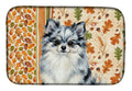 Blue Merle Pomeranian Heirloom Fall Dish Drying Mat Absorbent Dish Drying Mat Pad for Kitchen Counter Dish Drainer Mat for Countertop, 14 x 21", Multicolor