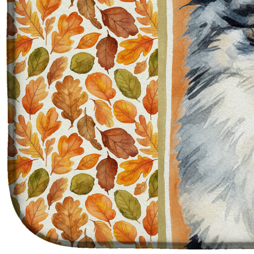 Blue Merle Pomeranian Heirloom Fall Dish Drying Mat Absorbent Dish Drying Mat Pad for Kitchen Counter Dish Drainer Mat for Countertop, 14 x 21", Multicolor