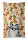 Blue Merle Pomeranian Heirloom Fall Kitchen Towel Velour Plush Front and Cotton Loop Back Machine Washable