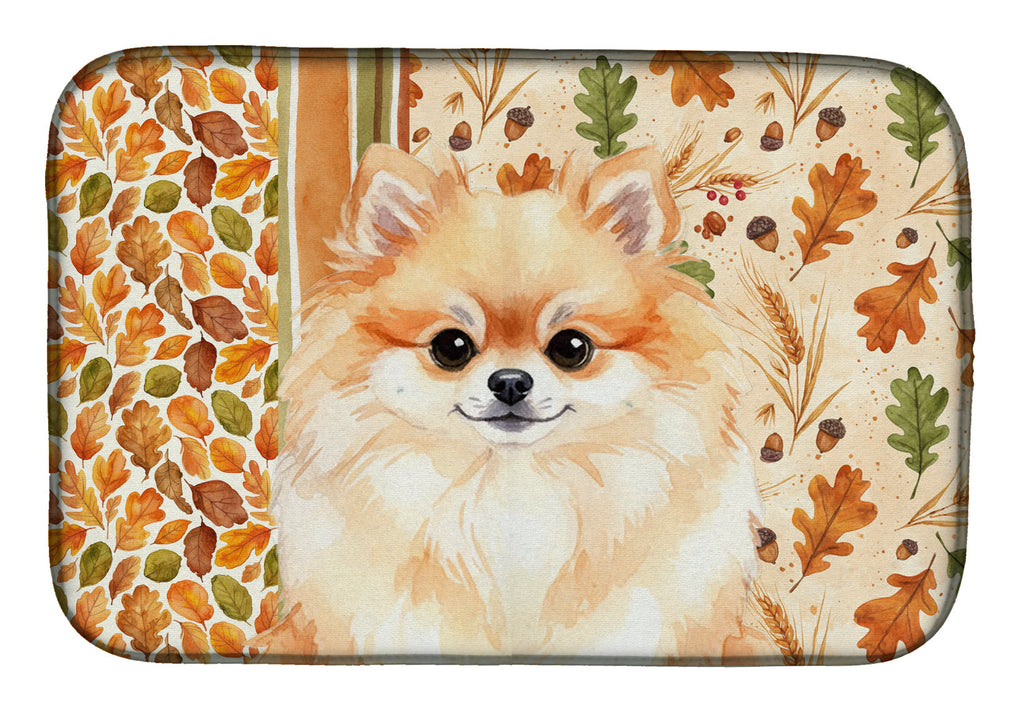 Pomeranian Heirloom Fall Dish Drying Mat Absorbent Dish Drying Mat Pad for Kitchen Counter Dish Drainer Mat for Countertop, 14 x 21", Multicolor