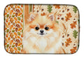 Pomeranian Heirloom Fall Dish Drying Mat Absorbent Dish Drying Mat Pad for Kitchen Counter Dish Drainer Mat for Countertop, 14 x 21", Multicolor