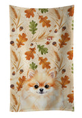 Pomeranian Heirloom Fall Kitchen Towel Velour Plush Front and Cotton Loop Back Machine Washable