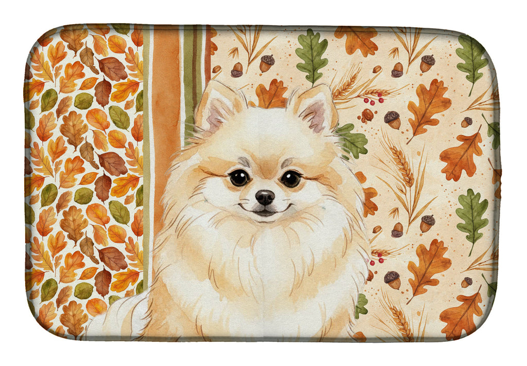 Cream Pomeranian Heirloom Fall Dish Drying Mat Absorbent Dish Drying Mat Pad for Kitchen Counter Dish Drainer Mat for Countertop, 14 x 21", Multicolor