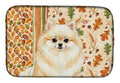 Cream Pomeranian Heirloom Fall Dish Drying Mat Absorbent Dish Drying Mat Pad for Kitchen Counter Dish Drainer Mat for Countertop, 14 x 21", Multicolor