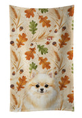 Cream Pomeranian Heirloom Fall Kitchen Towel Velour Plush Front and Cotton Loop Back Machine Washable