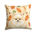 Cream Pomeranian Heirloom Fall Decorative Throw Pillow 14x14 Indoor Outdoor Accent Cushion, Fabric Cover with Insert for Sofa, Bed, Porch & Living Room