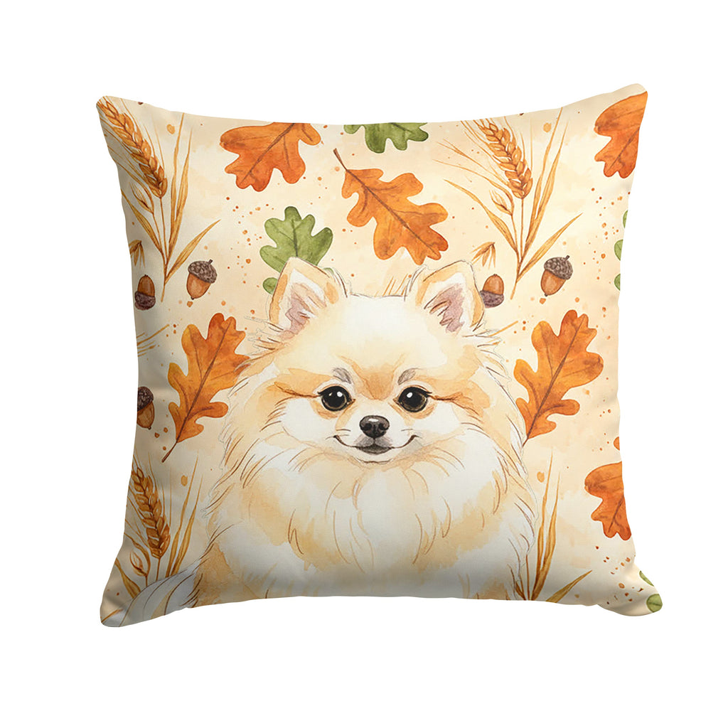 Cream Pomeranian Heirloom Fall Decorative Throw Pillow 18x18 Indoor Outdoor Accent Cushion, Fabric Cover with Insert for Sofa, Bed, Porch & Living Room