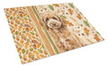 Miniature Apricot Poodle Heirloom Fall Cutting Board Tempered Glass Kitchen Cutting Surface, Heat Resistant Chopping, Non-Slip Feet, Food Prep & Serving