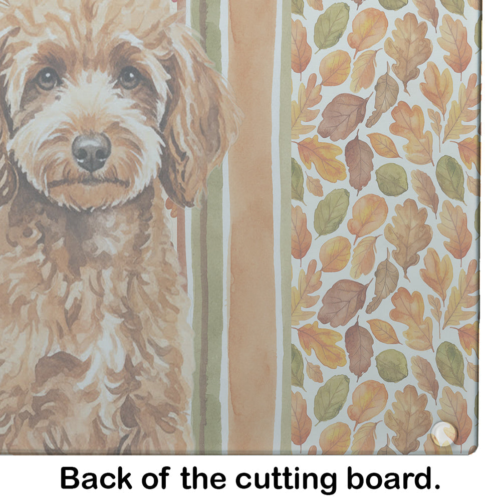 Miniature Apricot Poodle Heirloom Fall Cutting Board Tempered Glass Kitchen Cutting Surface, Heat Resistant Chopping, Non-Slip Feet, Food Prep & Serving