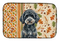 Miniature Black Poodle Heirloom Fall Dish Drying Mat Absorbent Dish Drying Mat Pad for Kitchen Counter Dish Drainer Mat for Countertop, 14 x 21", Multicolor