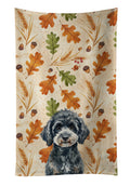 Miniature Black Poodle Heirloom Fall Kitchen Towel Velour Plush Front and Cotton Loop Back Machine Washable