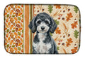 Miniature Parti Poodle Heirloom Fall Dish Drying Mat Absorbent Dish Drying Mat Pad for Kitchen Counter Dish Drainer Mat for Countertop, 14 x 21", Multicolor